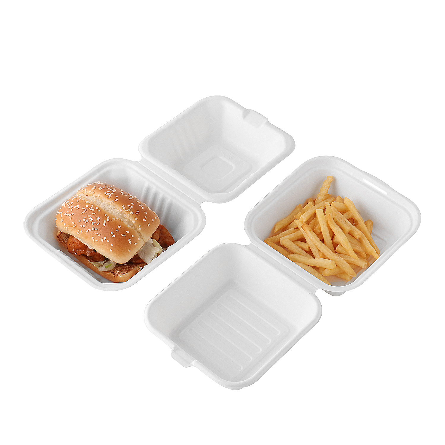 6"x6" X3" Eco Food Grade Bagasse Hamburger Box