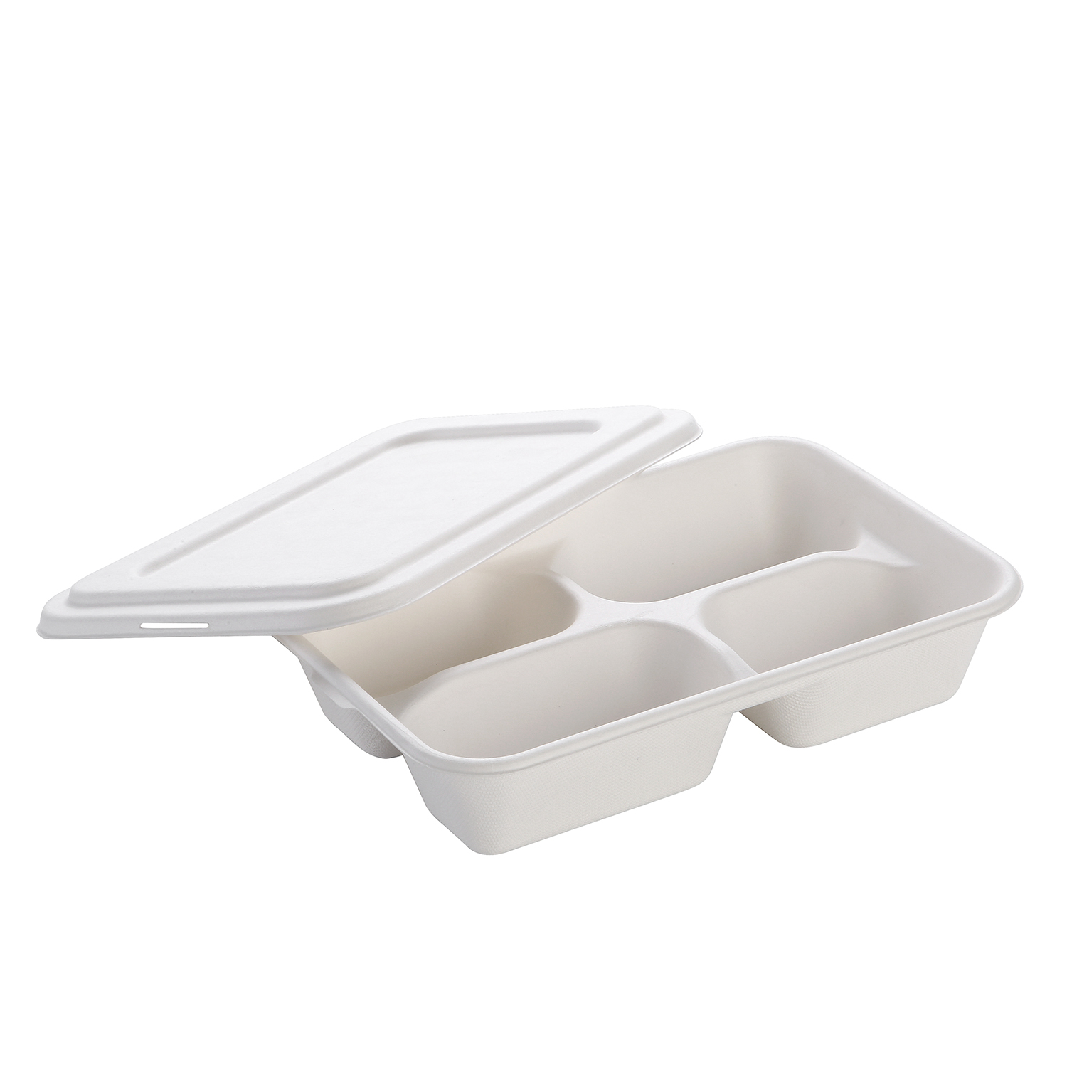10.23"x8.66’’ Compostable Bagasse 4-Compartment Tray with Lid