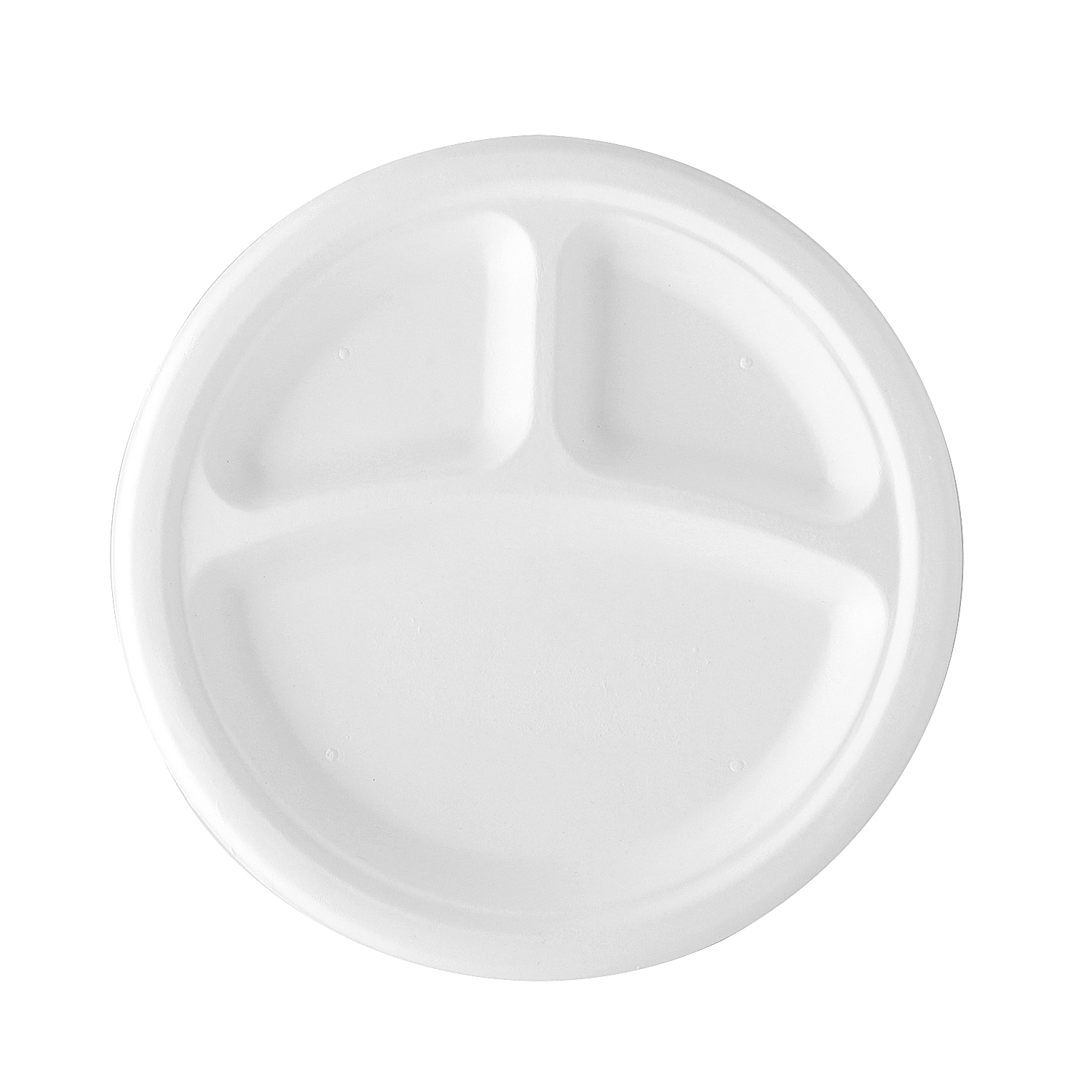 10 Inch 3 Compartment Biodegradable Bagasse Round Plate